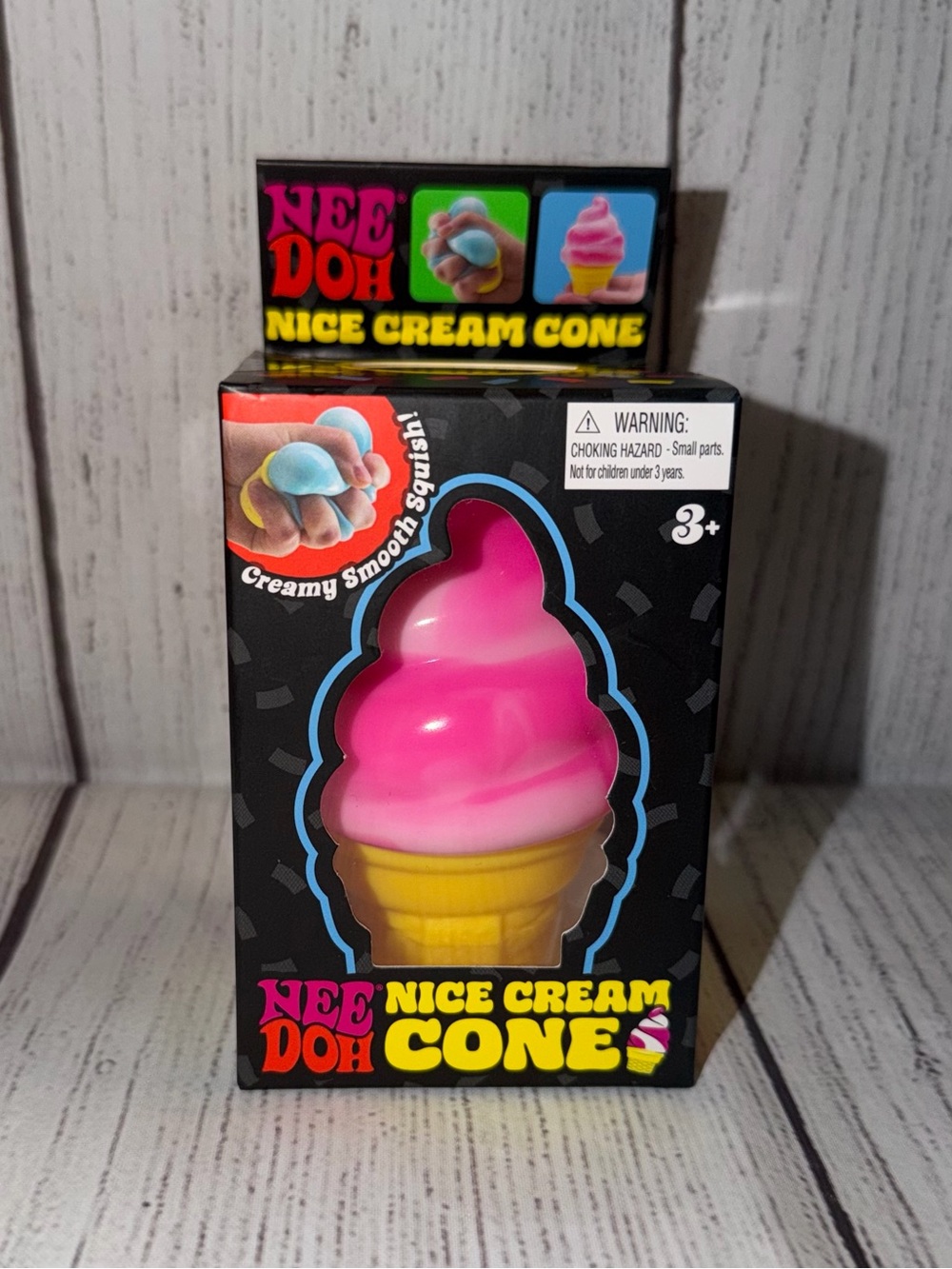 NeeDoh Nice Cream Cone PINK Squishy Sensory Fidget